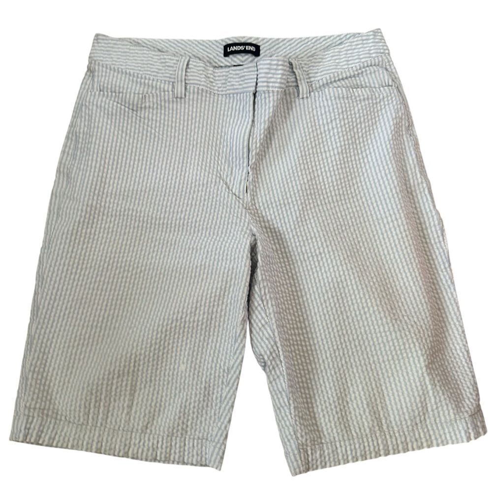 Lands' End Seetsucker chambray and white Striped Shorts ~ size 12